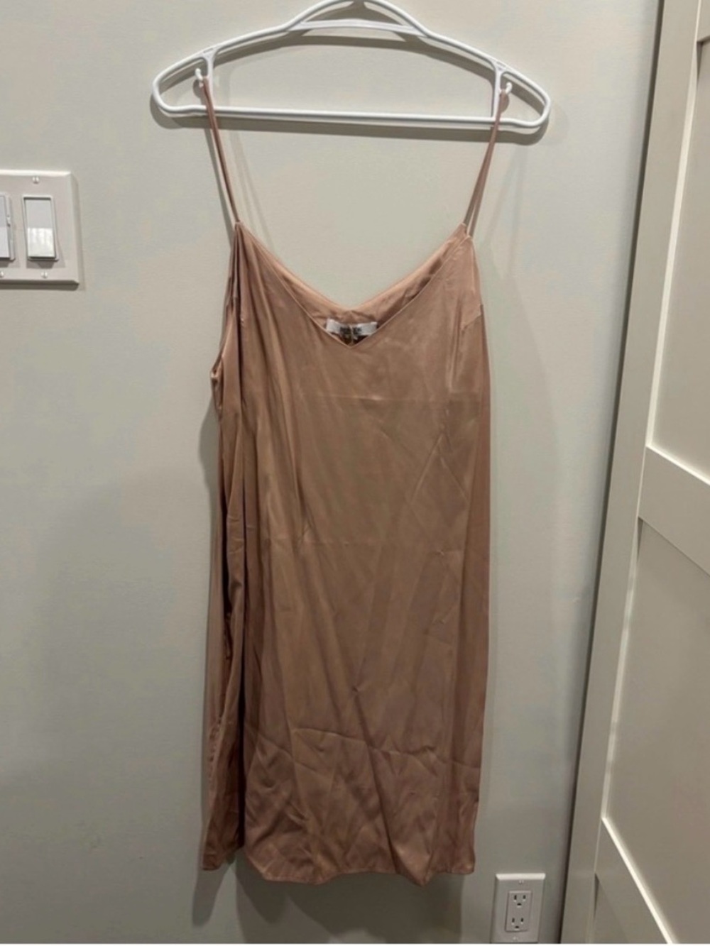 BERLOOK Satin Slip Dress in Tan